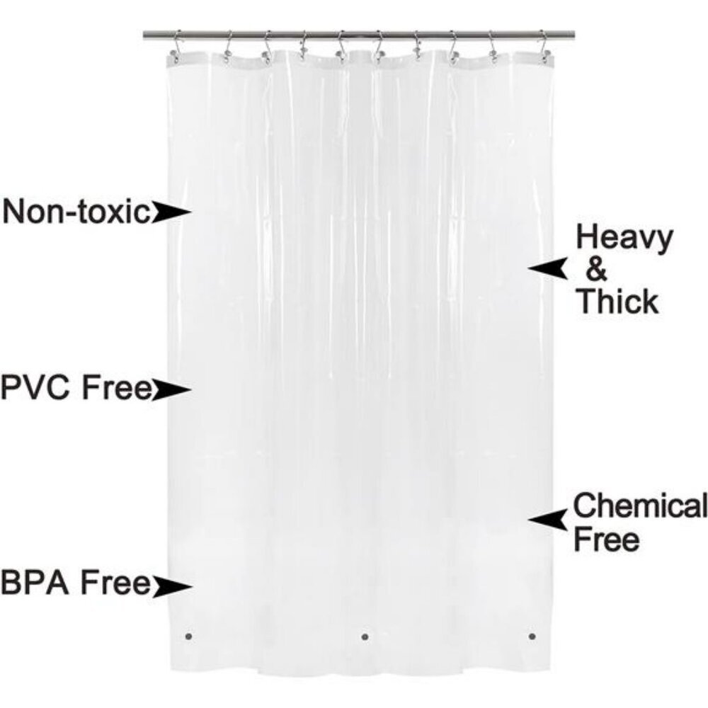 Extra Long Clear Shower Curtain 84 Inch Waterproof PEVA Liner Heavy Duty - Picture 4 of 8
